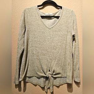 Mesh & Lace Ribbed Olive Green Long Sleeve Size S